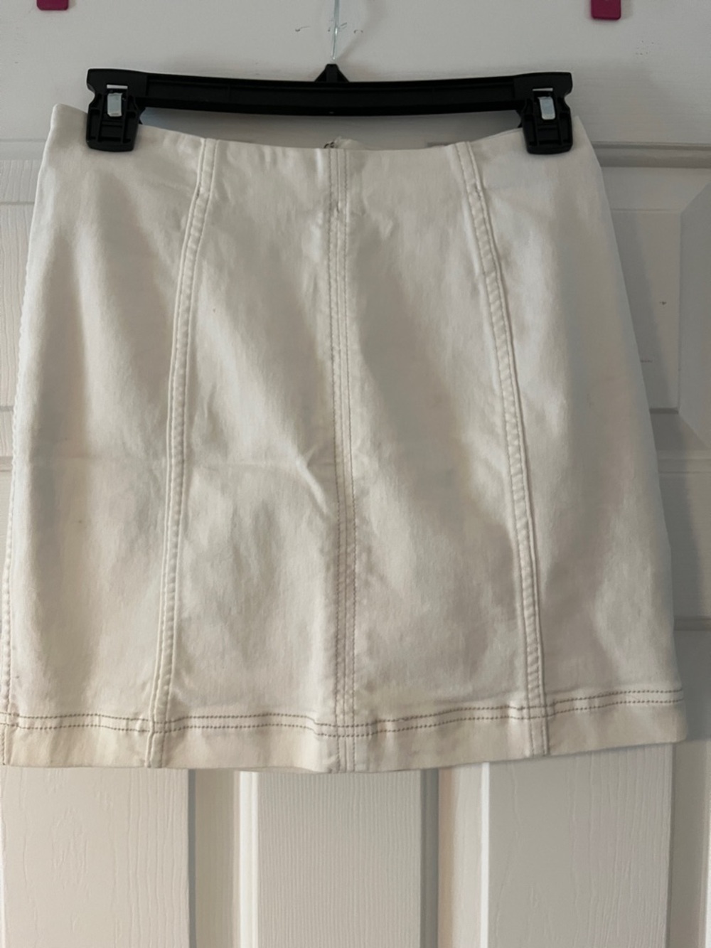 Free People Cream Mini Skirt with Panel Stitching